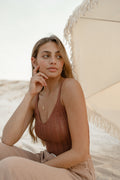 Rust knitted cropped top